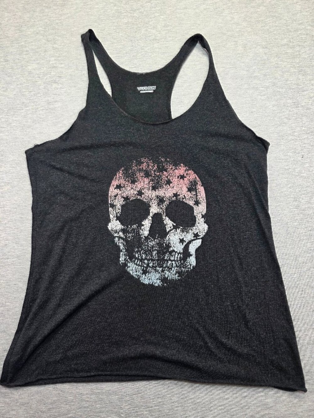 Fifth Sun Star Skull Racerback Tank Top Black